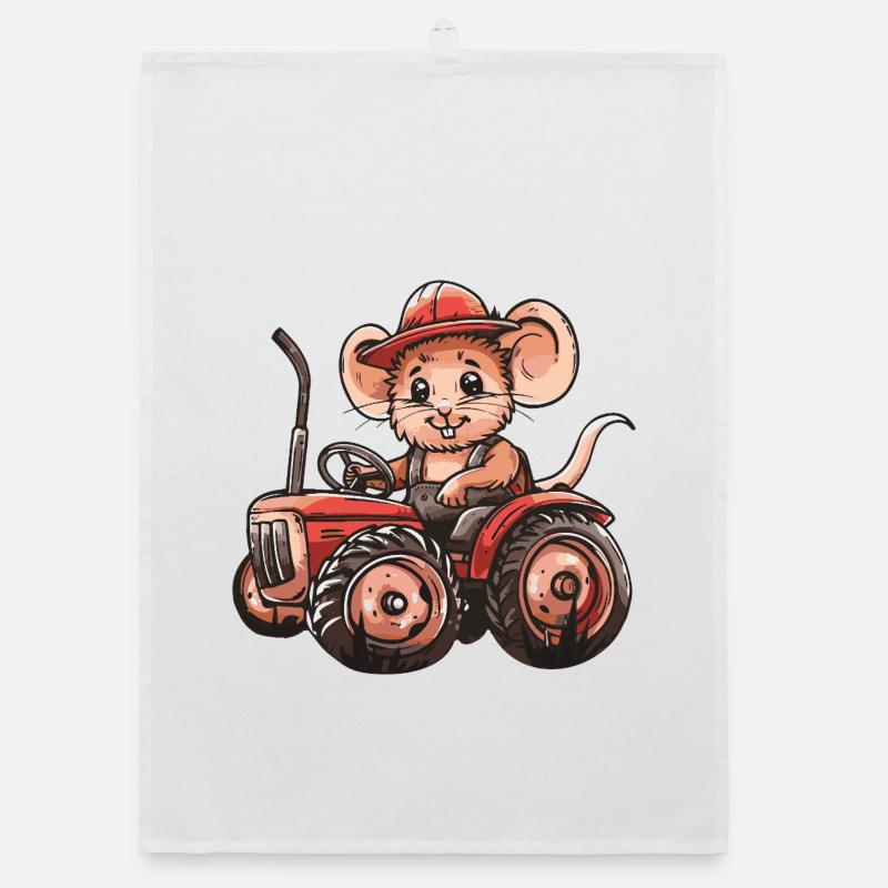 Mouse Tractor Farmer Organic dish towel