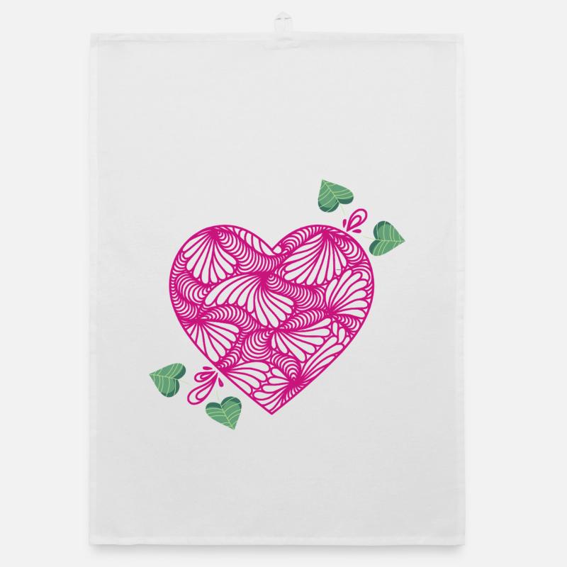 romantisches Herz Organic Geschirrtuch