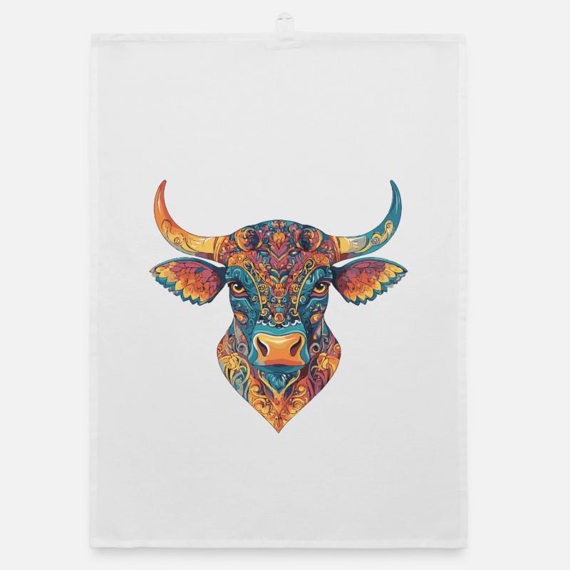 Bull Cattle Multicolored Organic dish towel