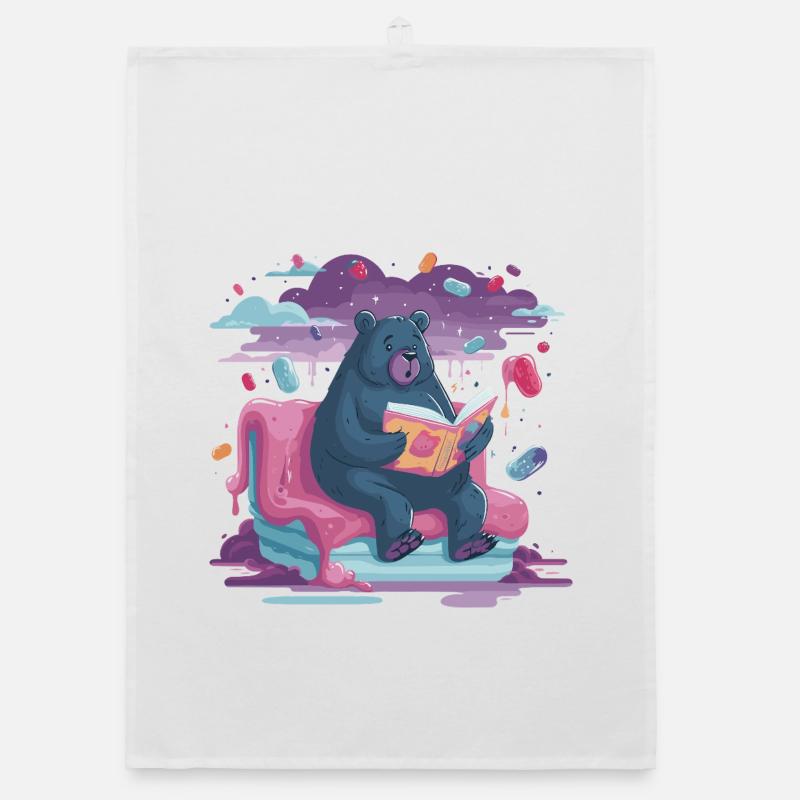 Ours Lecteur dans Candy Dream Torchon bio