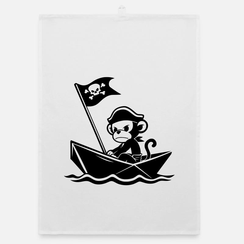 Wütender Piratenaffe im Boot Organic Geschirrtuch