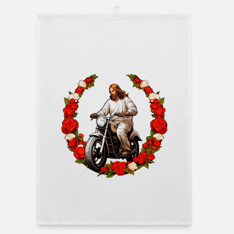 Jesus Motorcycle Organic dish towel