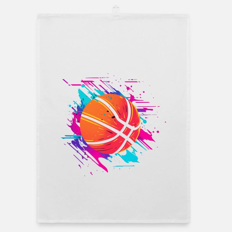 Basketball Synthwave Organic dish towel