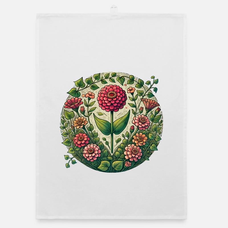 Kreisrunder Dahliengarten Organic Geschirrtuch