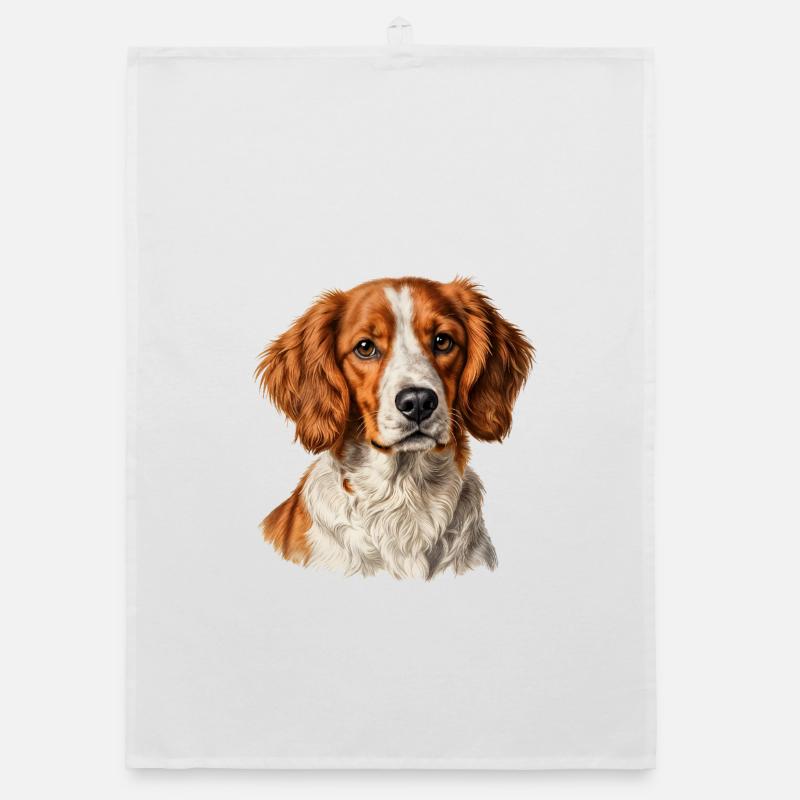 Brittany Spaniel — Naturalist Portrait Organic dish towel