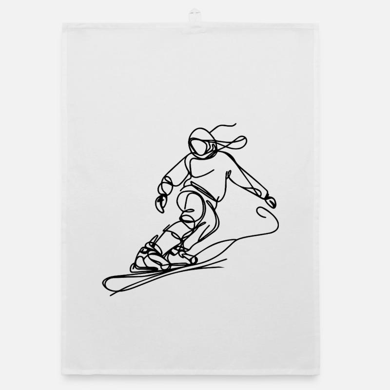 Snowboarder Zeichnung Organic Geschirrtuch