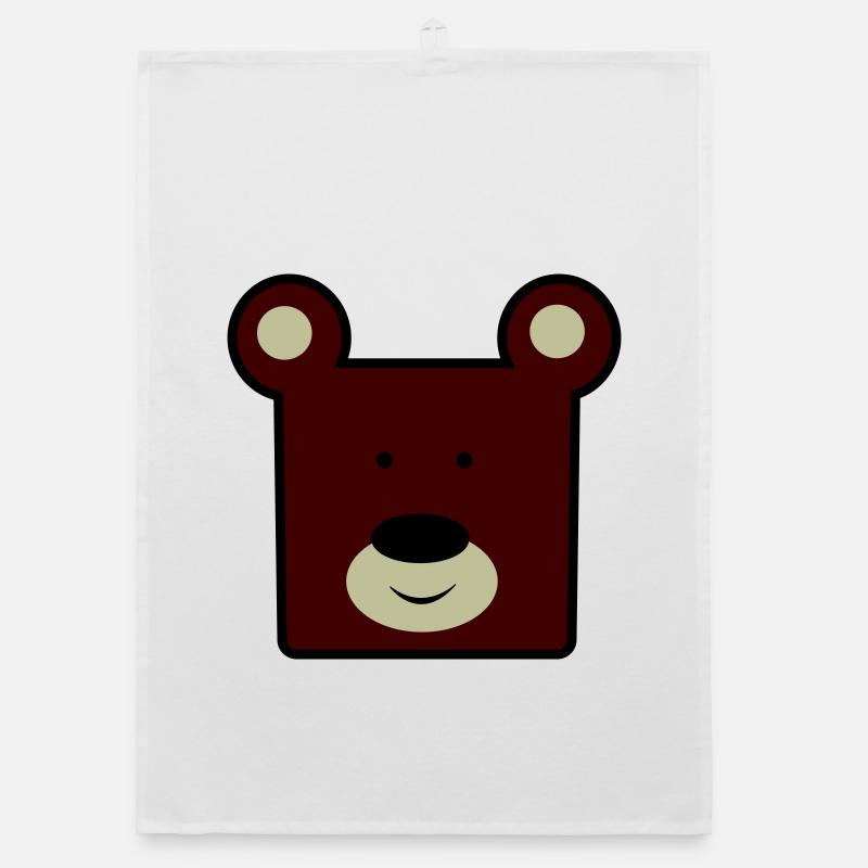 Reddish Brown Bear Head Minimal Organic dish towel