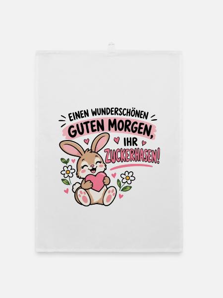 Wunderschönen guten Morgen, ihr Zuckerhasen! - Organic Geschirrtuch - Weiß