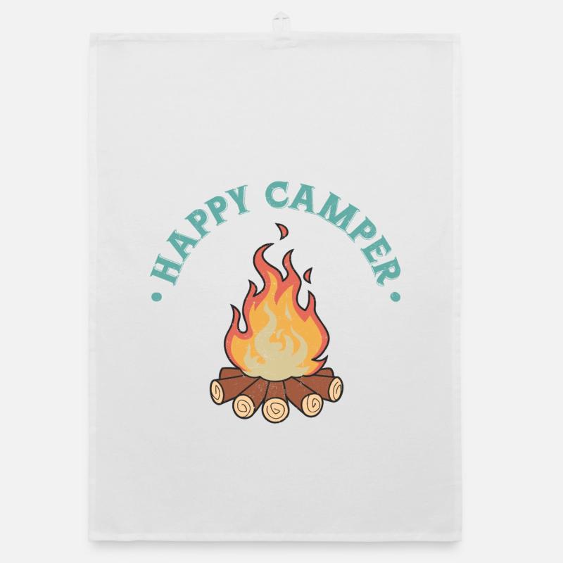 Glücklicher Camper - Organic Geschirrtuch - Weiß