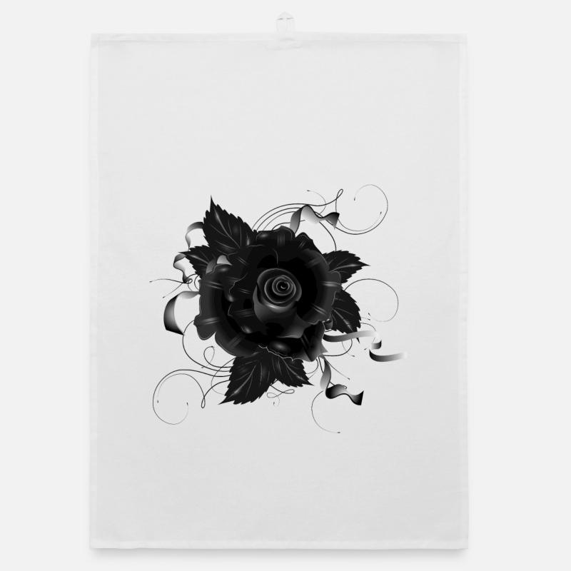 schwarze Gothic Rose mit dunklen Bändern Organic Geschirrtuch