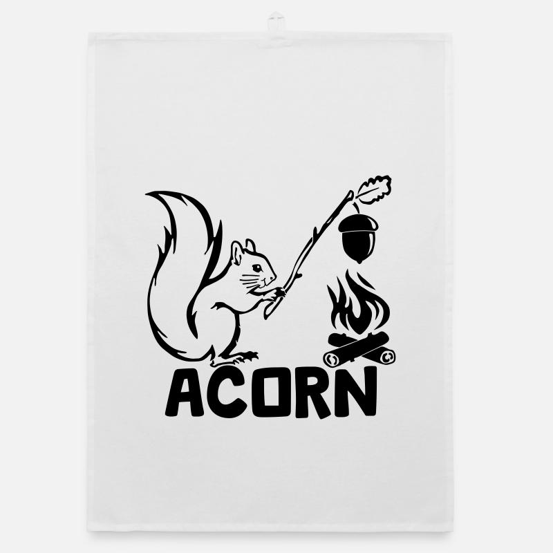 Acorn - Hungriges Eichhörnchen [Schwarz] Organic Geschirrtuch