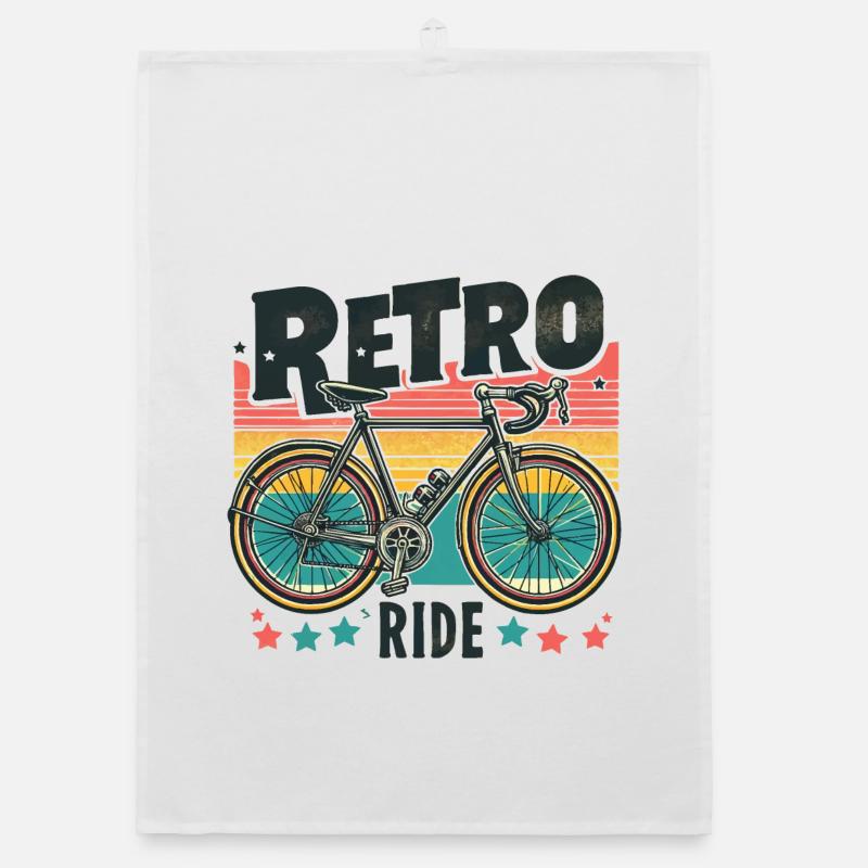 Retro Bicycle with Sunset Background Organic dish towel