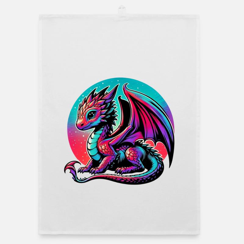 Drache - Organic Geschirrtuch - Weiß