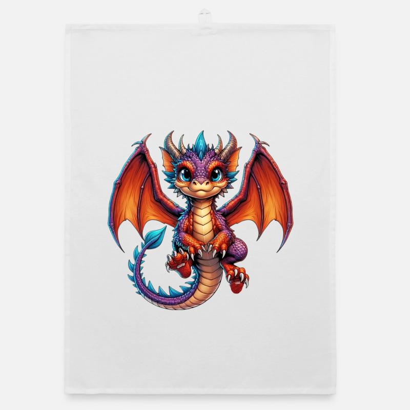 Drache - Organic Geschirrtuch - Weiß