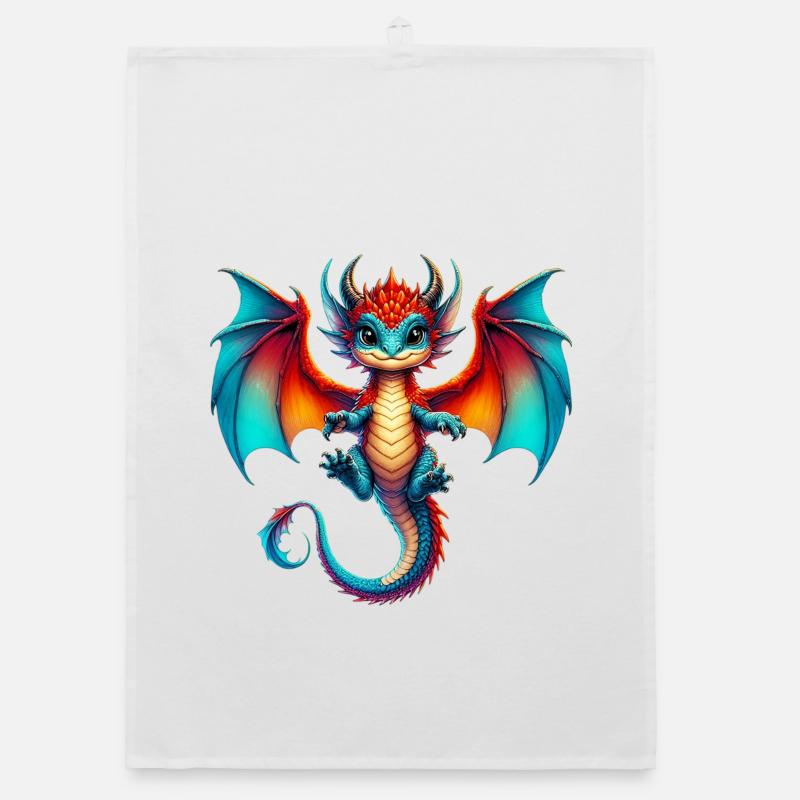 Dragon - Torchon bio - blanc