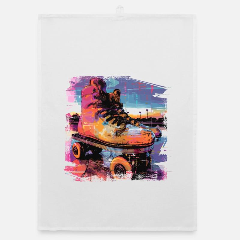 Rollerskates Illustration Organic Geschirrtuch
