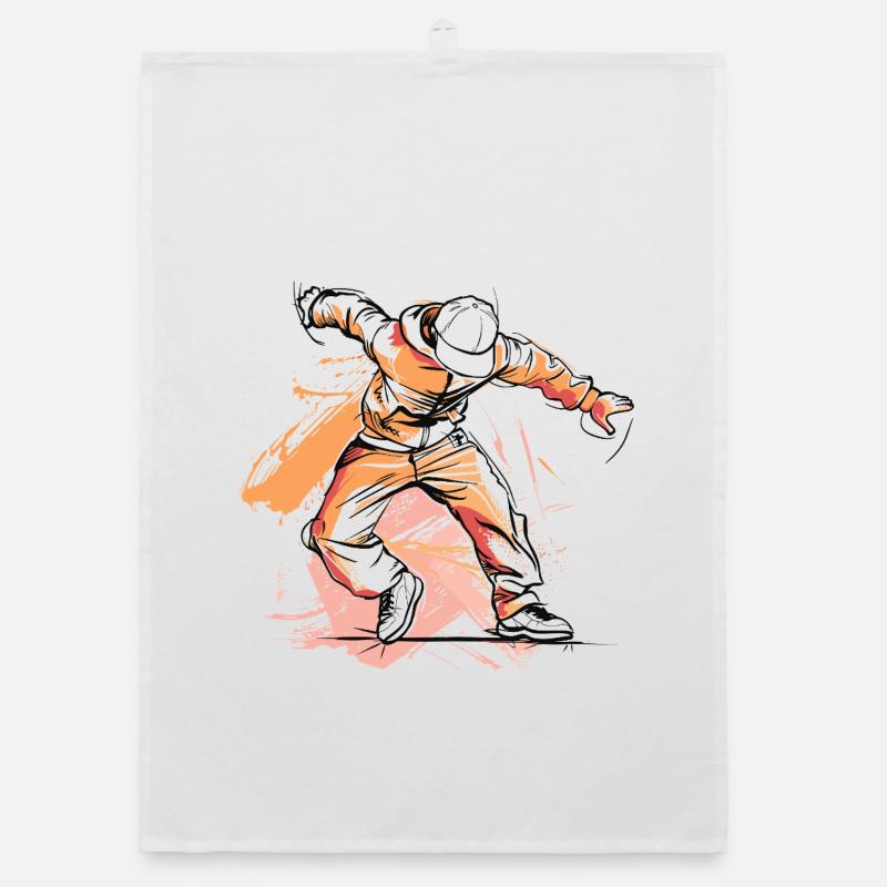 Breakdancer Drawing Organic dish towel