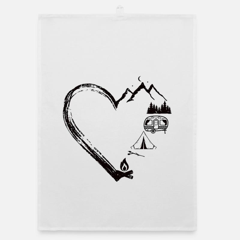 Mountain Heart Camping Patch Design Organic Geschirrtuch