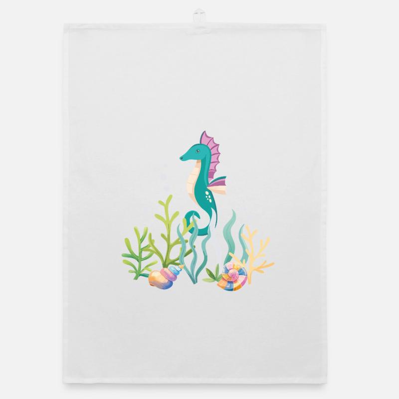 Meeresaquarium Seepferdchen Design Organic Geschirrtuch