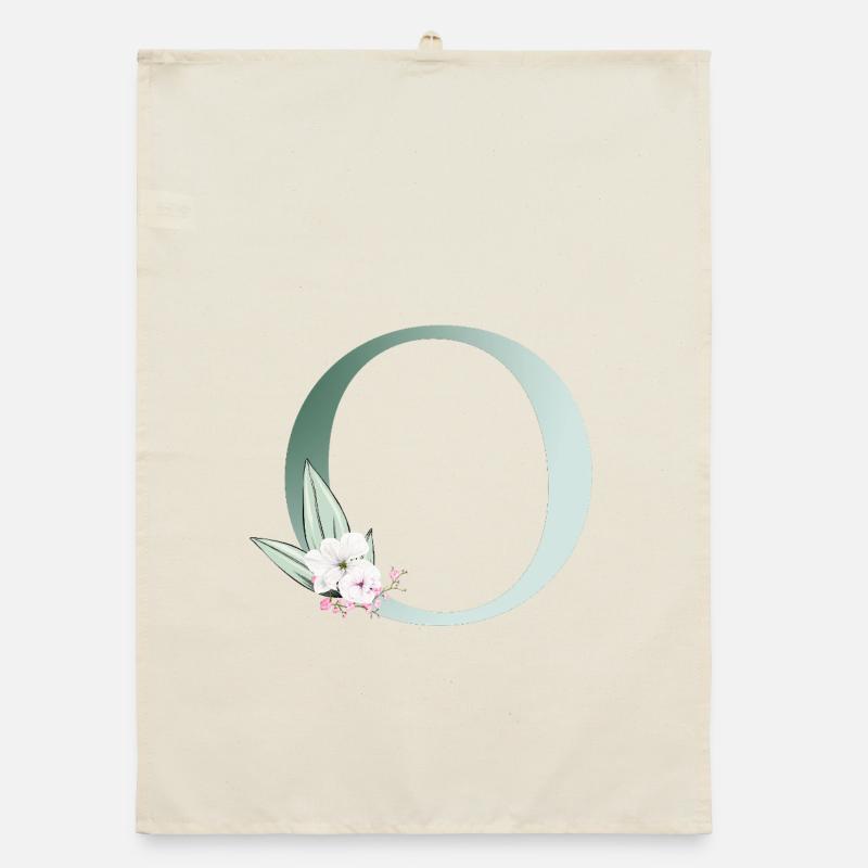 O Monogram, Floral, Customizable Organic dish towel