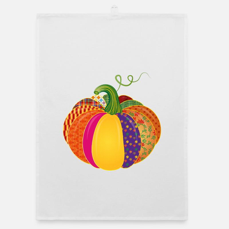 Citrouille patchwork – Décoration d’automne à motifs colorés Torchon bio