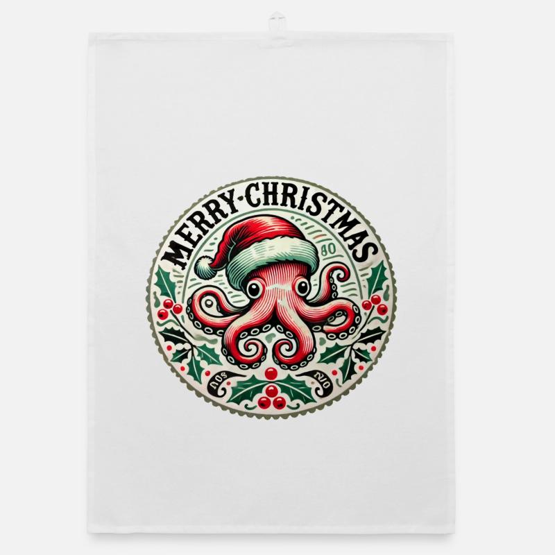 Conception du Père Noël Octopus Torchon bio