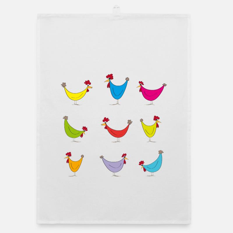 Colorful Chickens Cheerful Pattern Organic dish towel