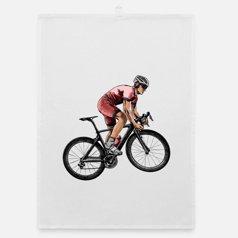 Dynamic cyclist in competition Organic dish towel