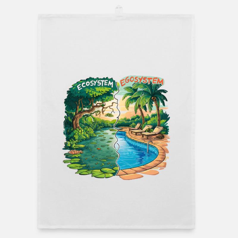 Ecosystem vs Egosystem Eco-Friendly Message Organic dish towel