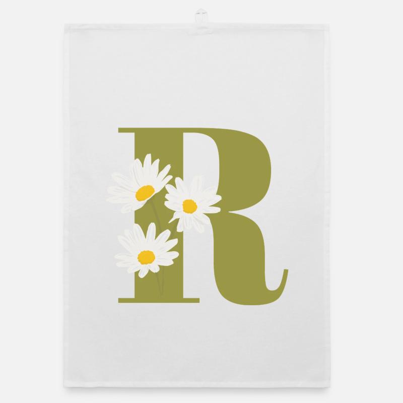 Buchstabe r grüne Gänseblümchen Organic Geschirrtuch