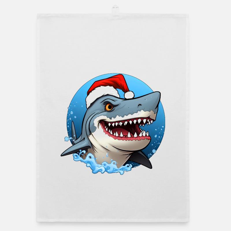 Requin Père Noël Torchon bio