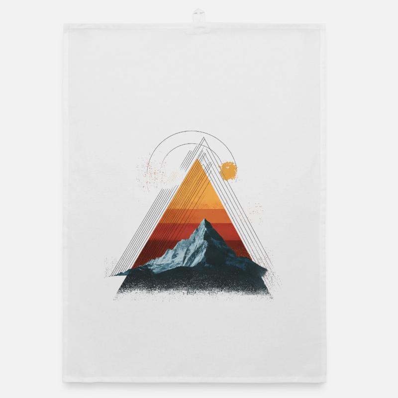 Mountain in Retro Triangle – Geometric Design Organic dish towel