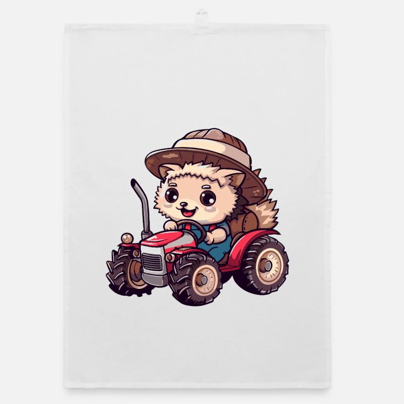 Hedgehog Tractor Farmer Organic dish towel