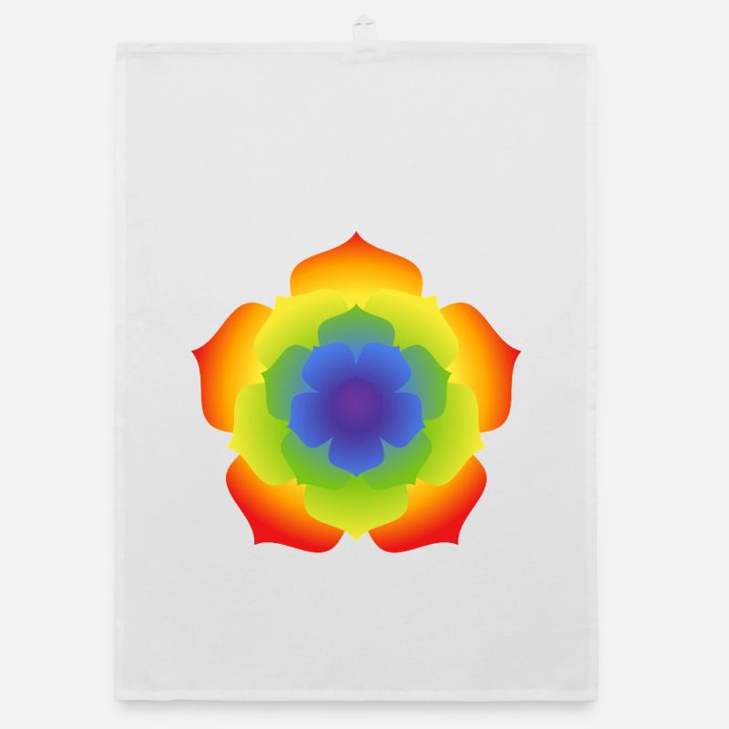 Rainbow Lotus Mandala Bloom Organic dish towel