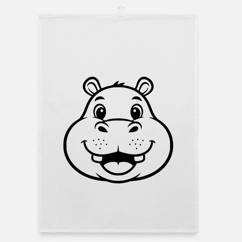 Laughing Hippo Face Head Vector Organic dish towel