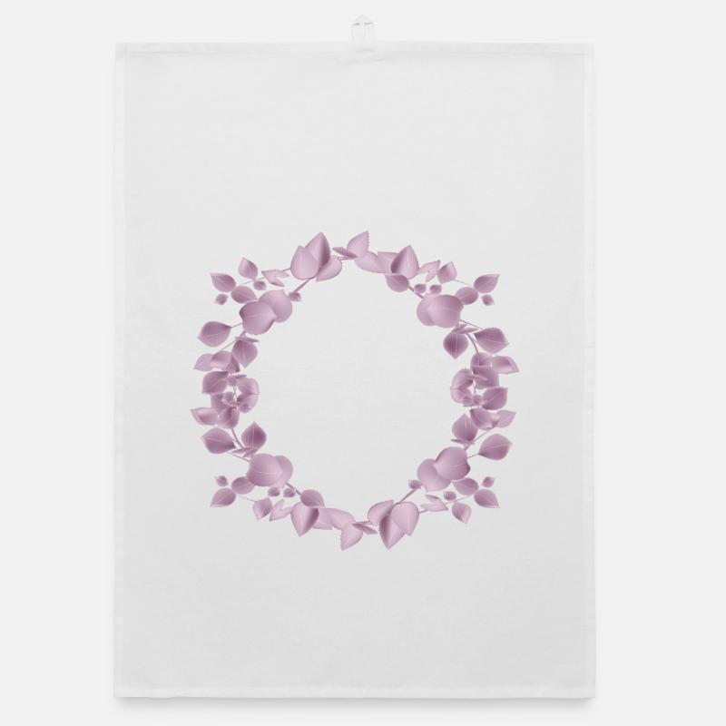 Delicate eucalyptus wreath in dusky pink illustration Organic dish towel