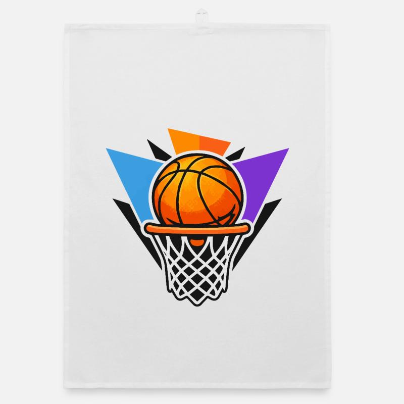 Illustration graphique du dunk avec balle de basket-ball Torchon bio