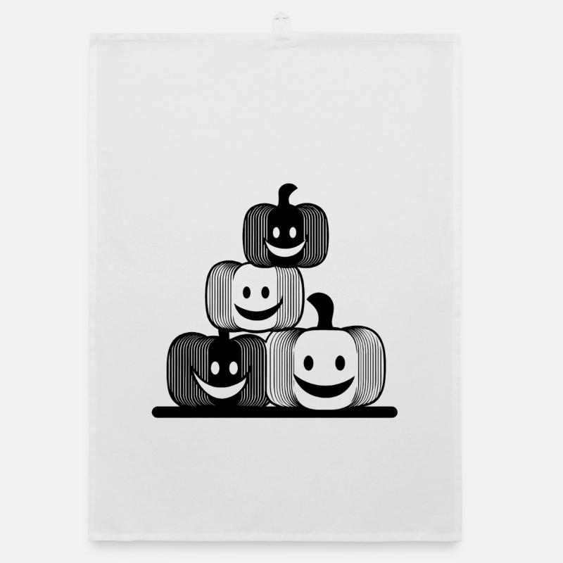 Four laughing pumpkins in minimalist style Organic dish towel