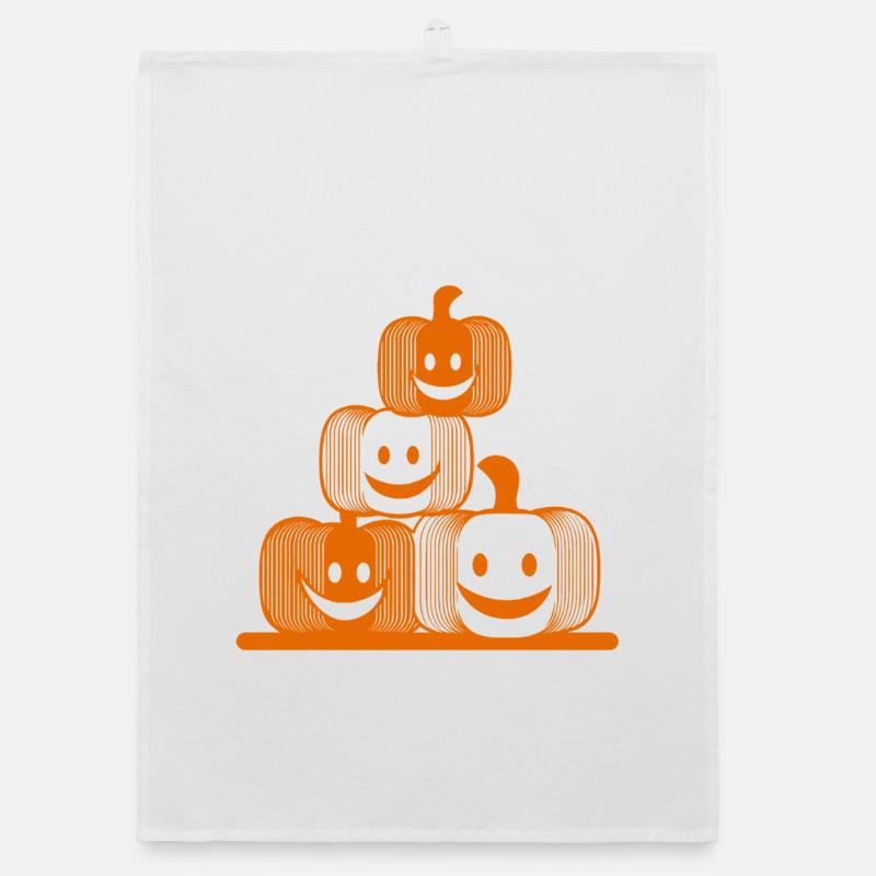 Vier lachende Kürbisse – modernes Halloween-Icon Organic Geschirrtuch