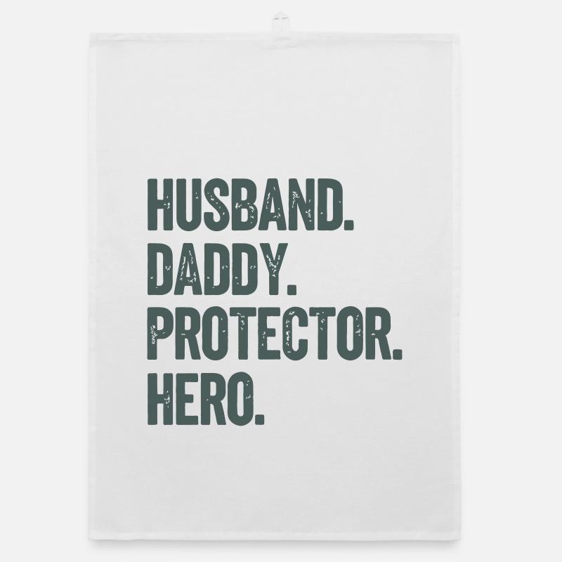 Husband Daddy Protector Hero - Organic Geschirrtuch - Weiß