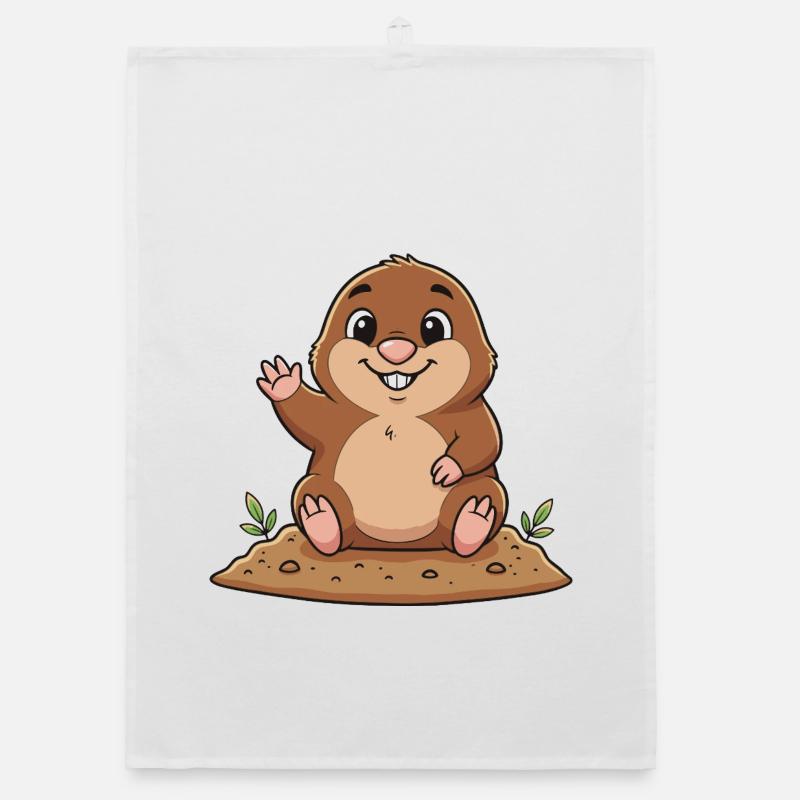 Cheerful Mole Organic dish towel