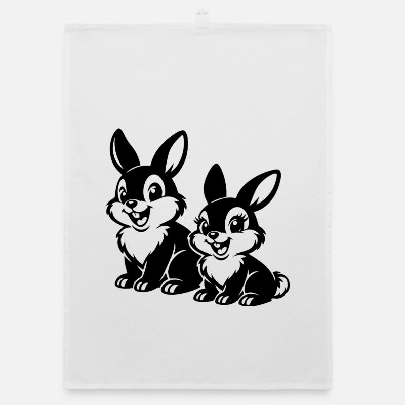 Sketched Rabbit Duets Organic dish towel