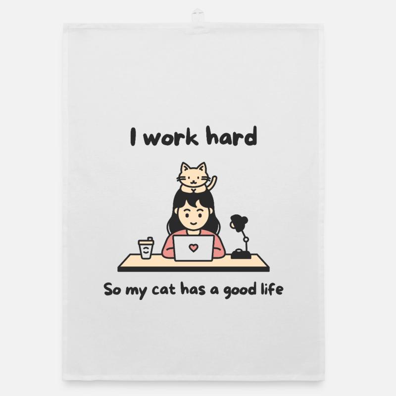 Desk Cat Hustle Organic dish towel