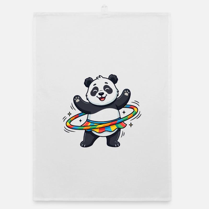 Rainbow Panda Hula-Hoop - Organic Geschirrtuch - Weiß