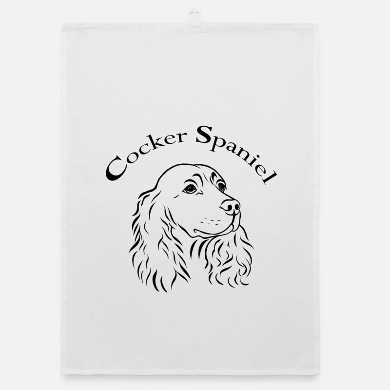 Cocker Spaniel Portrait - Organic dish towel - white
