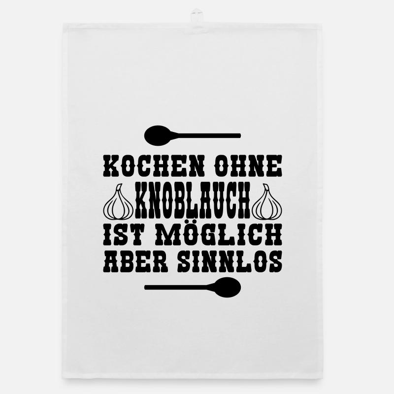 Kochen ohne Knoblauch - Organic Geschirrtuch - Weiß