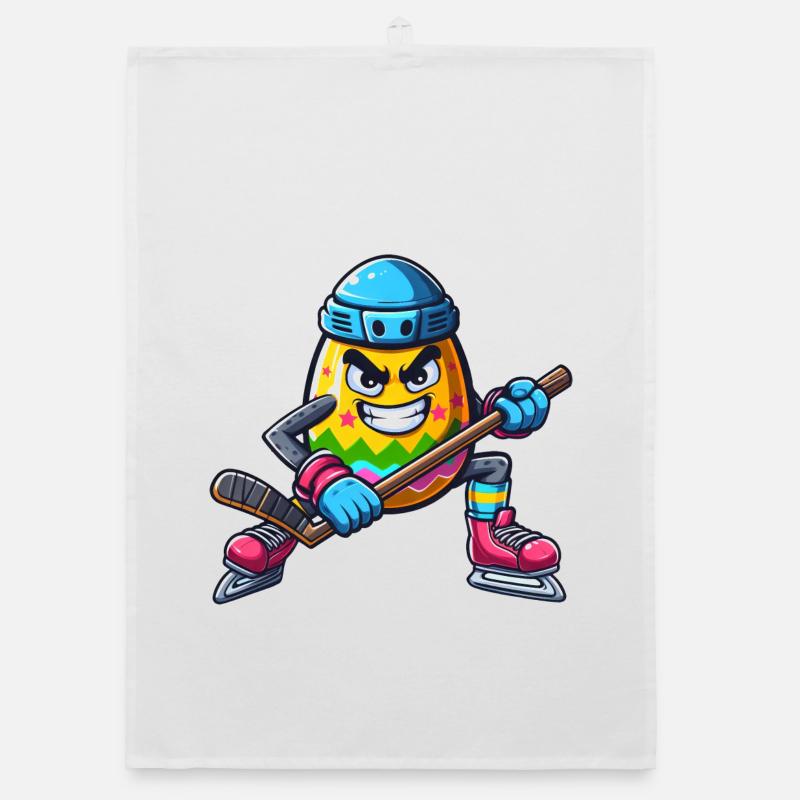 Osterei Eishockey Design | Eishockeyspieler - Organic Geschirrtuch - Weiß