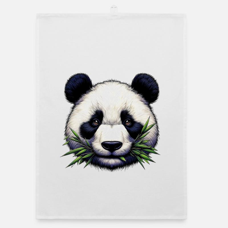 Panda Eats Bamboo and Leaves Organic dish towel