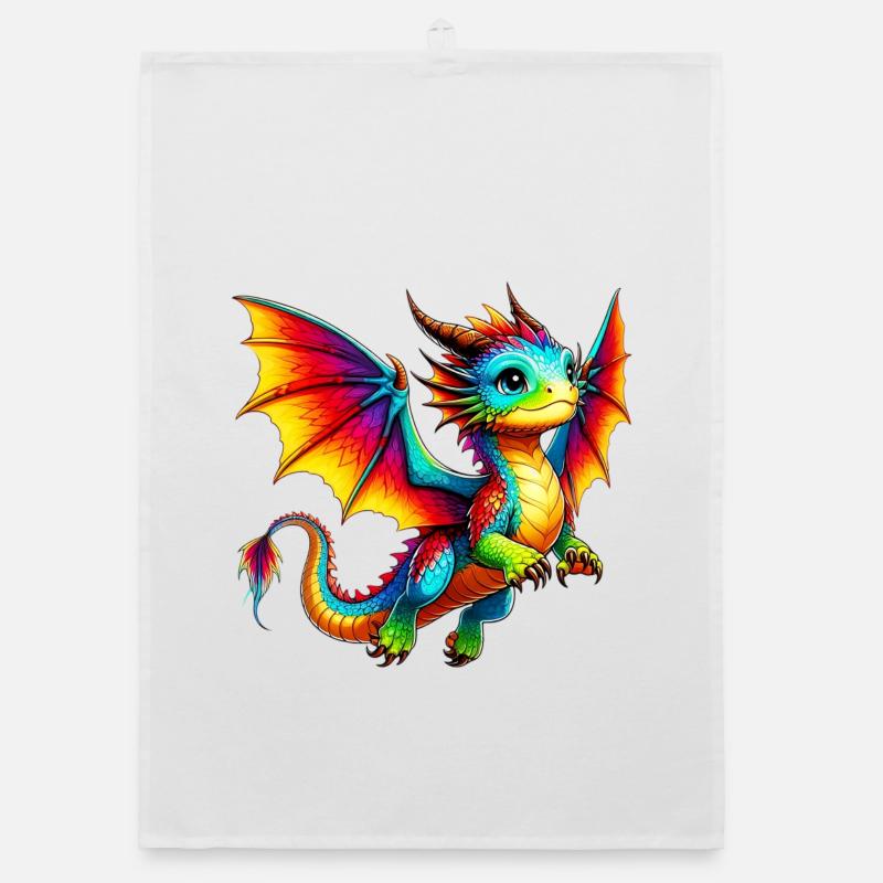 Drache - Organic Geschirrtuch - Weiß