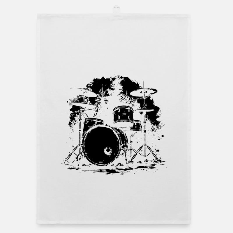 Drum Set Sketch Organic dish towel
